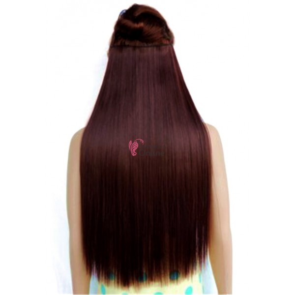 Extensie de par cu 5 Clips On delux dubla dreapta de 60 cm, Dark Burgundy 895699J